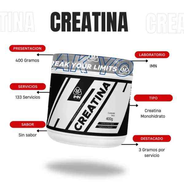 Creatina Monohidratada 400 Gramos IMN - Imagen 5