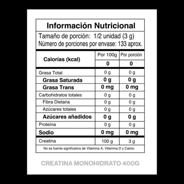 Creatina Monohidratada 400 Gramos IMN - Imagen 2