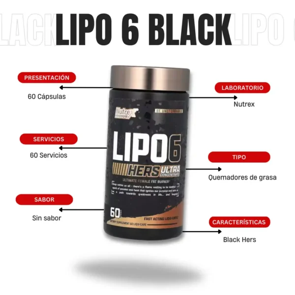 Lipo 6 Black Hers 60 Capsulas - Quema Grasa - Imagen 5
