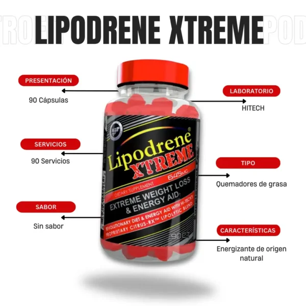Lipodrene Xtreme 90 Tabletas - Quema Grasa - Imagen 5