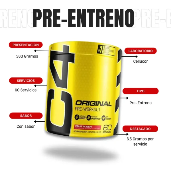 Pre-Entreno C4 60 Servicios Cellucor - Imagen 5