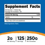 Tabla -Taurina 2g 125 Servicios Nutricost