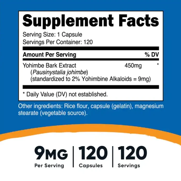 Yohimbina Bark 9 Mg 120 Capsulas Nutricost - Imagen 4