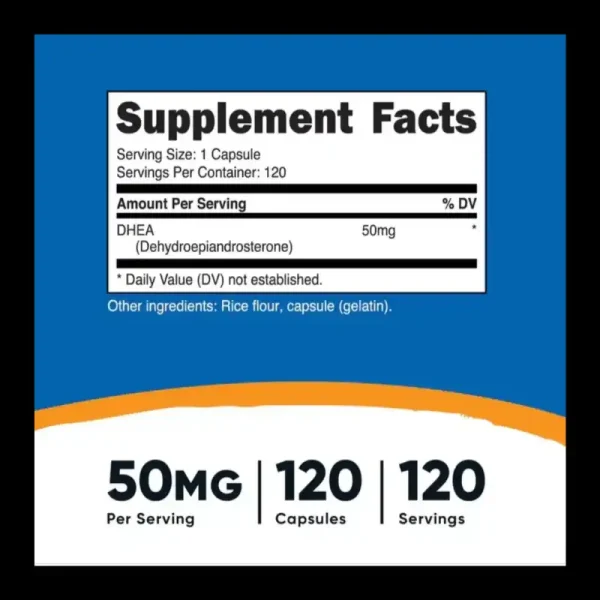 Dhea 50 Mg 120 Capsulas Nutricost - Imagen 2