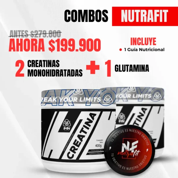 Combo 2 Creatinas + Glutamina + Guia Nutricional