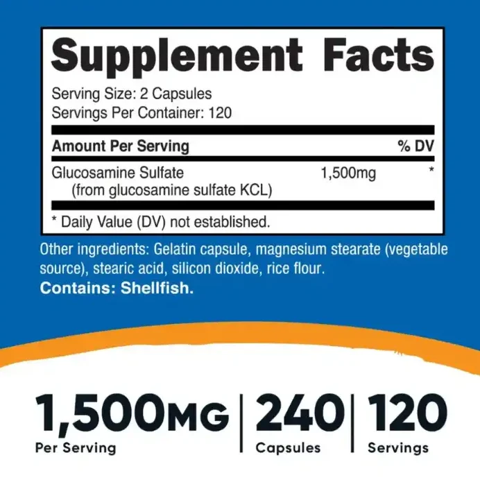Sulfato De Glucosamina 240 Capsulas Nutricost - Imagen 2