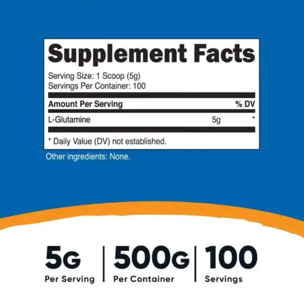 L-Glutamina Sin Sabor 100 Servicios Nutricost - Imagen 4