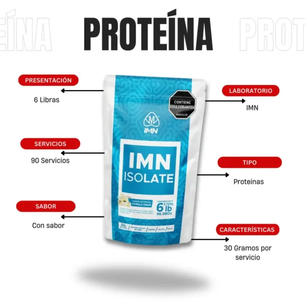 Proteína Iso Whey Isolate 6 Libras IMN - Imagen 4