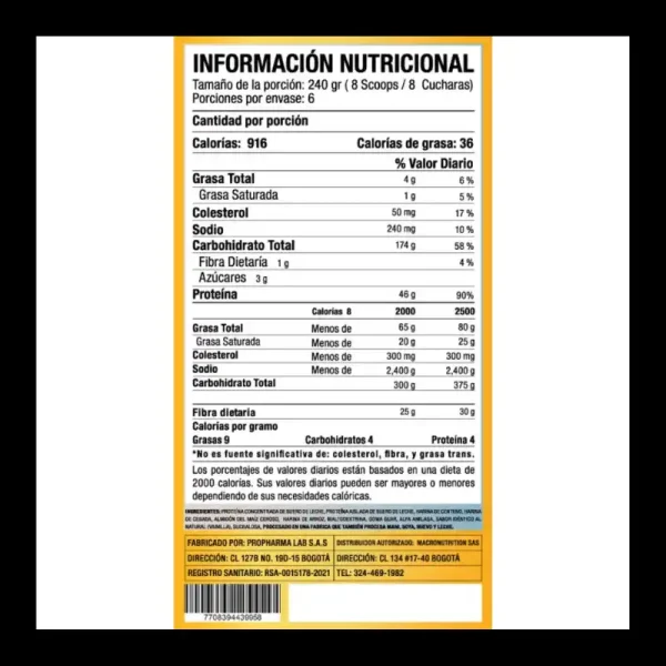 Proteína Xl Gainer Food Blend 3 Lb Macroblends - Imagen 2