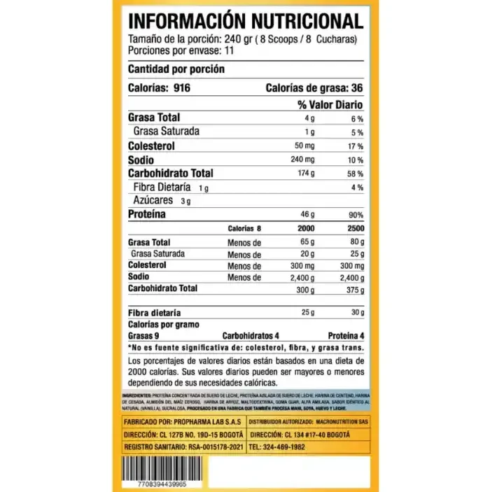 Proteína Xl Gainer Food Blend 6 Lb Macroblends - Imagen 4