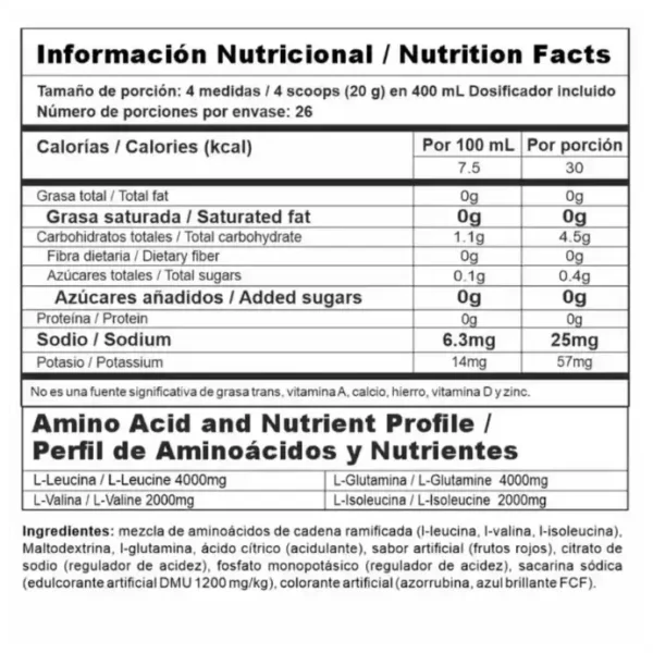 Aminoácido Nitro Shock 30 Servicios Nutramerican Pharma - Imagen 2