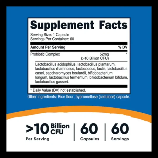 Probioticos Complex 60 Capsulas 10 Billion Nutricost - Imagen 2