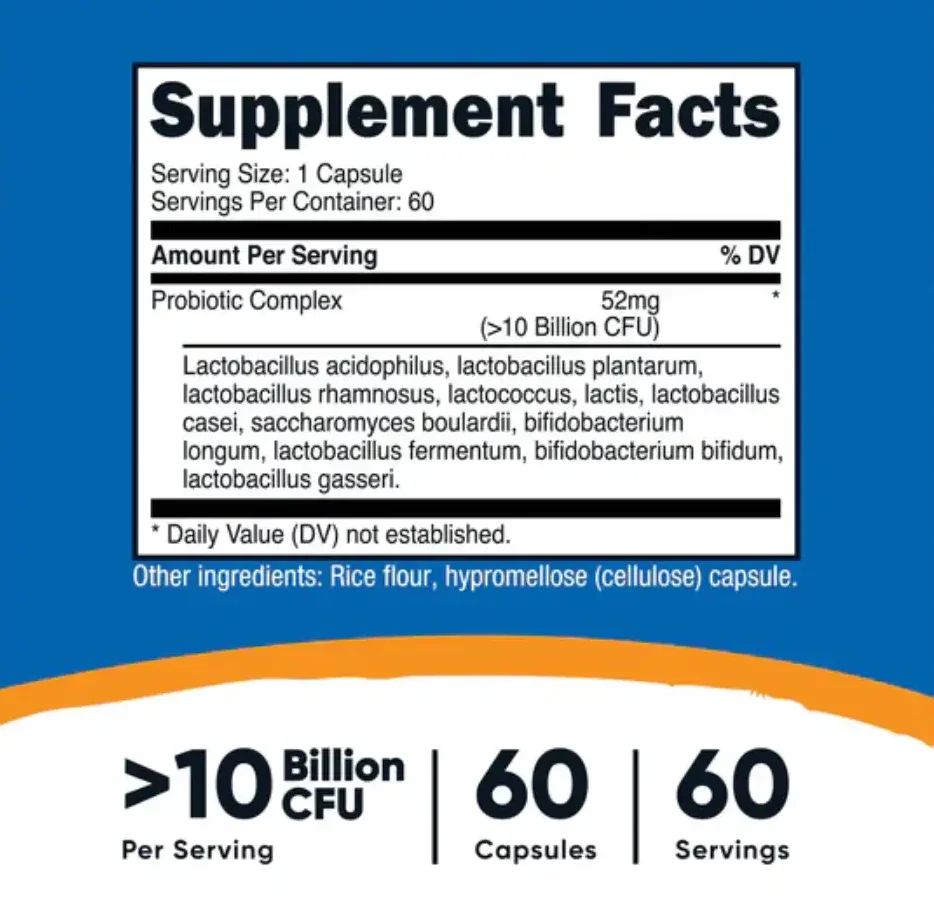 Probioticos Complex 60 Capsulas 10 Billion Nutricost - Imagen 2