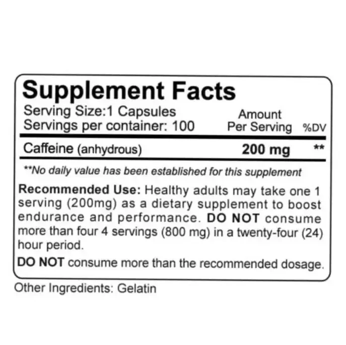 Cafeina 100 Capsulas 200 Mg Nutrakey - Imagen 4