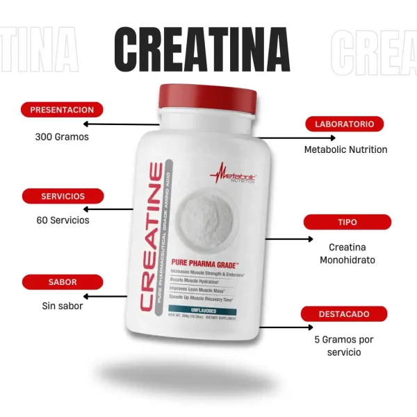 Creatina 300 Gr Metabolic Nutrition - Imagen 5