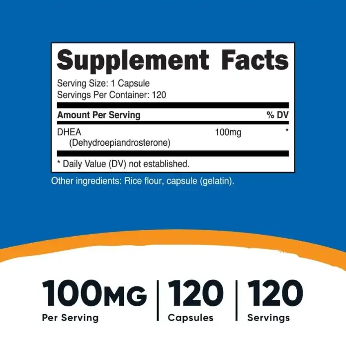 Dhea 100 Mg 120 Capsulas Nutricost - Imagen 4