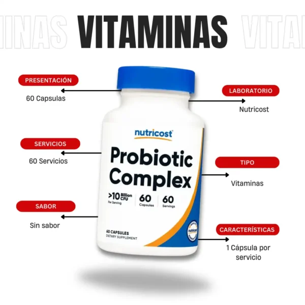 Probioticos Complex 60 Capsulas 10 Billion Nutricost - Imagen 4