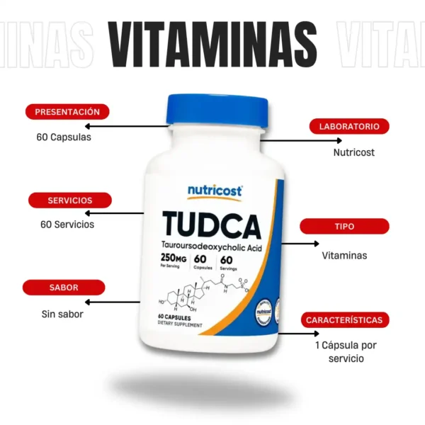 Tudca 250 Mg 60 Capsulas Nutricost - Imagen 4