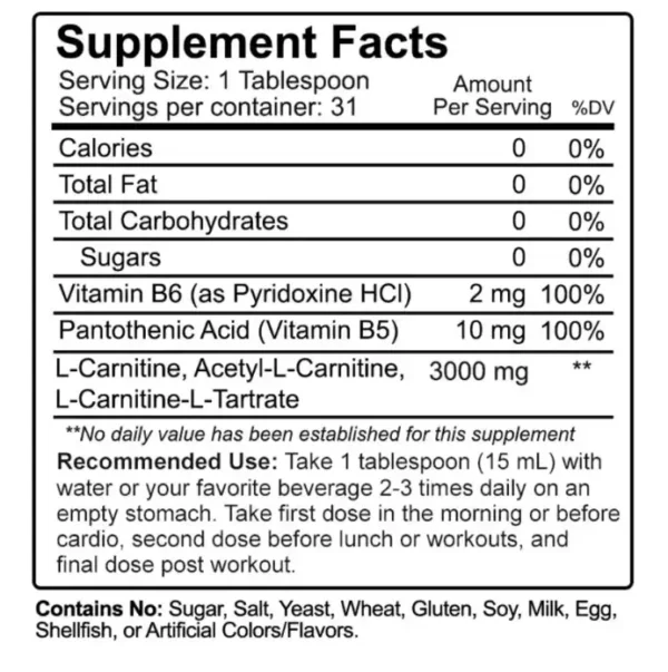 L-Carnitina 3000 Mg Nutrakey - Imagen 4