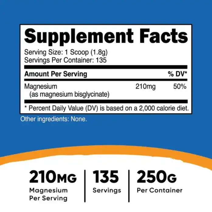 Magnesio Glicinato 250 Gr Nutricost - Imagen 2