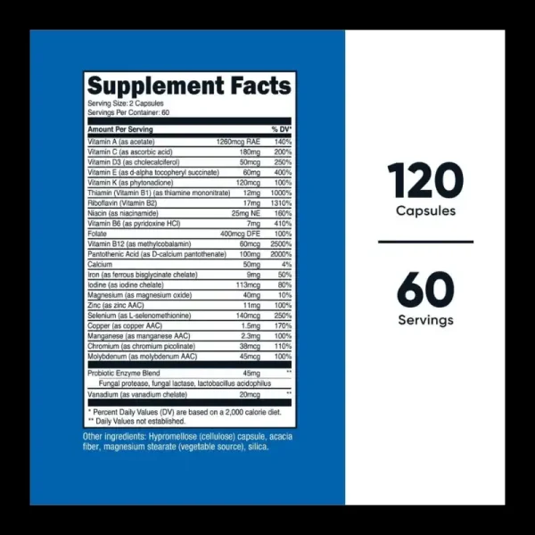 Multivitamin 120 Capsulas Nutricost - Imagen 2