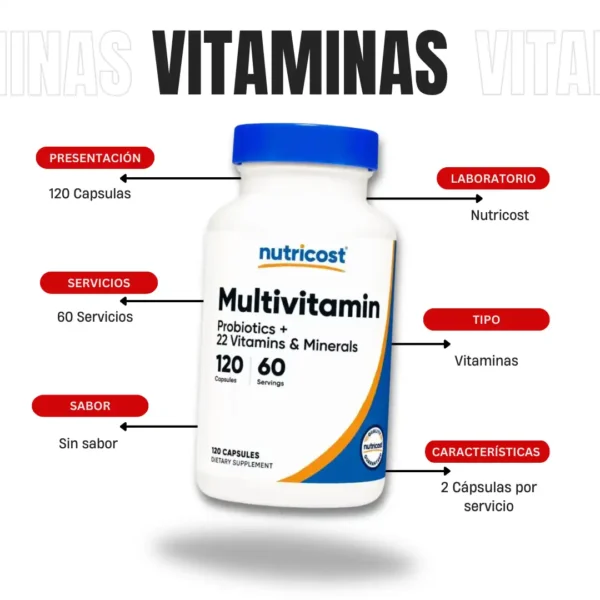 Multivitamin 120 Capsulas Nutricost - Imagen 4