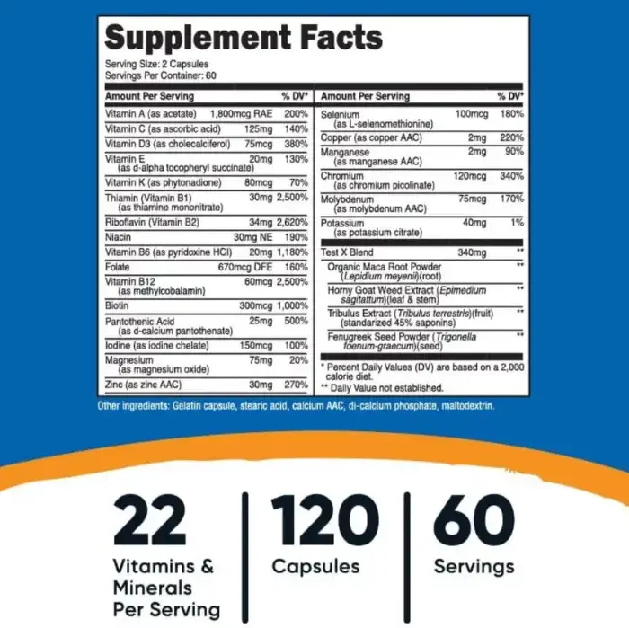 Multivitamin For Men 120 Capsulas Nutricost - Imagen 4