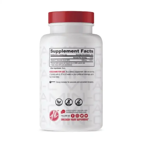 Vitamina C 300 Gr Metabolic Nutrition - Imagen 2