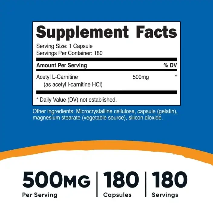 Acetyl L-carnitina 180 Capsulas Nutricost - Imagen 4