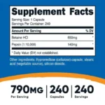 Tabla - Betaina HCL + Pepsina 240 Capsulas Nutricost
