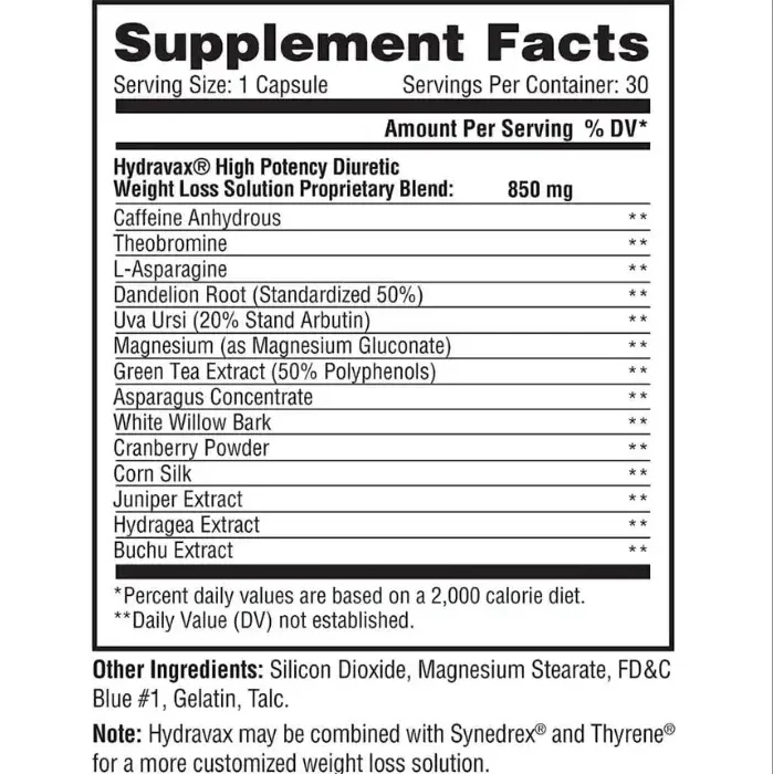 Hydravax 30 Capsulas Metabolic Nutrition - Quema Grasa - Imagen 4