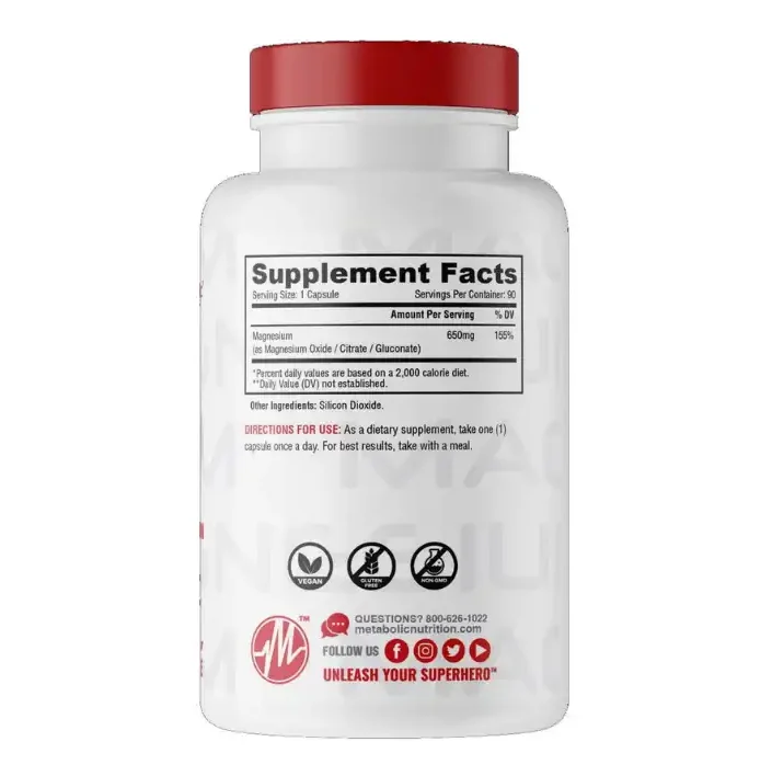 Magnesio 90 Capsulas Metabolic Nutrition - Imagen 4