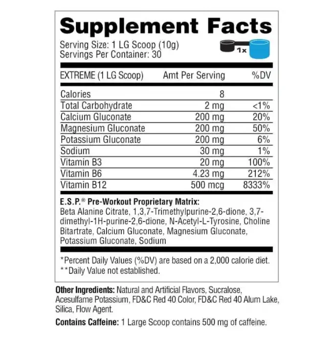 Pre-Entreno E.S.P Clasico 30 Servicios Metabolic Nutrition - Imagen 2