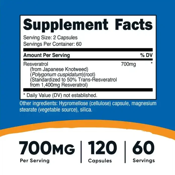 Resveratrol 700 Mg 120 Cap Nutricost - Imagen 4