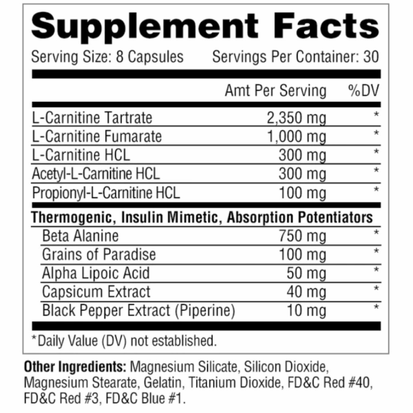 Carni-10 240 Capsulas Metabolic Nutrition - Imagen 4