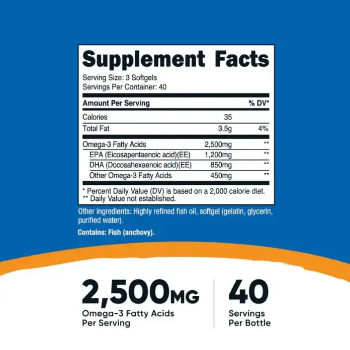 Omega 3 2500 Mg 120 Capsulas Nutricost - Imagen 4