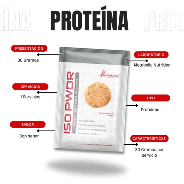 Proteína Iso Pwdr Sachet Metabolic Nutrition - Imagen 4