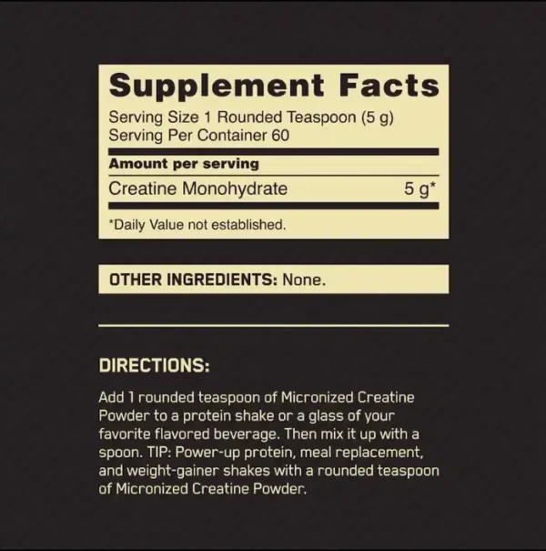 Creatina Micronized 300 Gramos Optimum Nutrition - Imagen 4