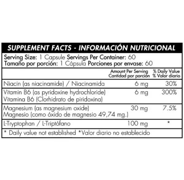 L- Triptofano 100 Mg 60 Capsulas Healthy America - Imagen 4