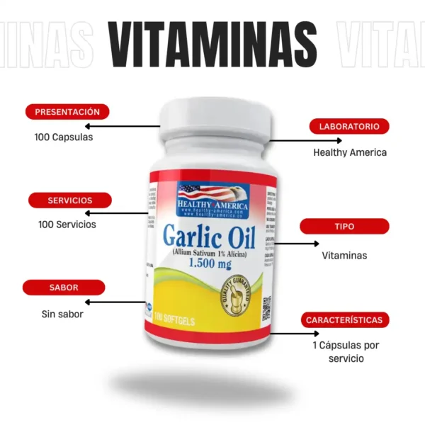 Aceite De Ajo 1500 Mg 100 Capsulas Healthy America - Imagen 4