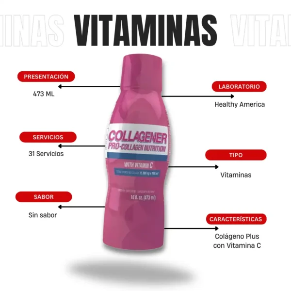 Colageno Plus Vitamina C 473ML Healthy America - Imagen 4