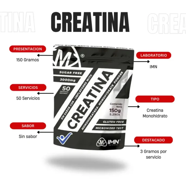 Creatina Monohidratada 150 Gramos IMN - Imagen 5