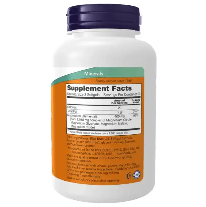 Citrato De Magnesio 90 Capsulas Now - Imagen 4