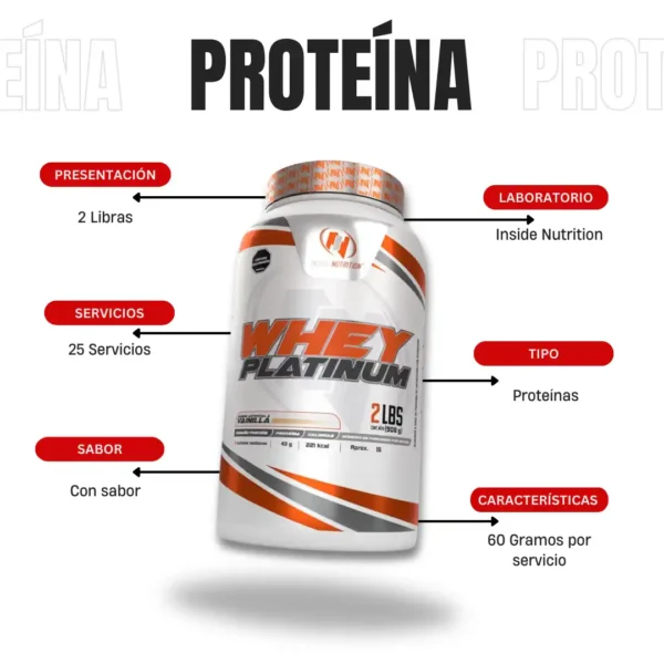 Proteína Whey Platinum Isolate 2 Libras Inside Nutrition - Imagen 4