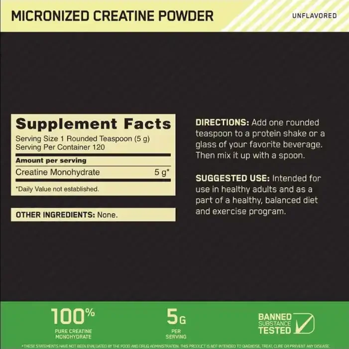 Creatina Micronized 600 Gramos Optimum Nutrition - Imagen 4