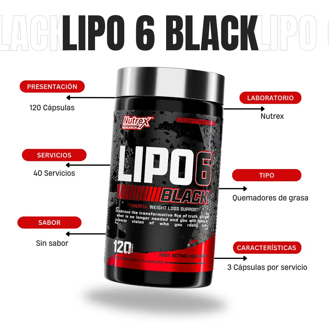 Lipo 6 Black Ultra Concentrate 120 Capsulas - Quema Grasa - Imagen 2