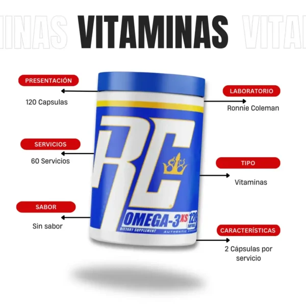 Omega 3 RC 120 Capsulas Ronnie Coleman - Imagen 4