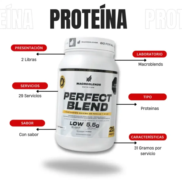 Proteína Perfect Blend 2 Libras Macroblends - Imagen 4