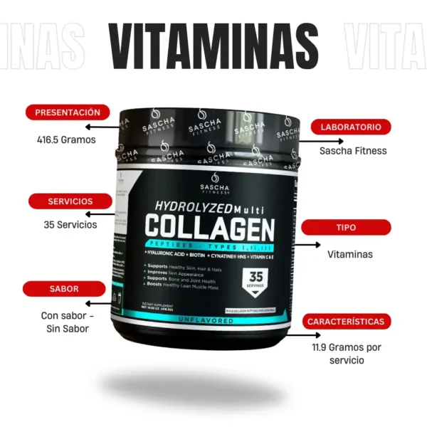 Colageno Hidrolizado 35 Servicios Sascha Fitness - Imagen 4