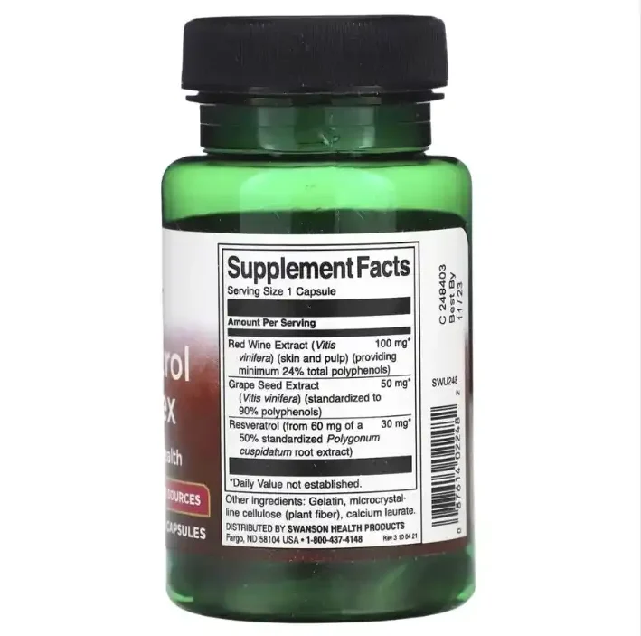 Resveratrol Complex 180 Mg 60 Cápsulas Swanson - Imagen 2